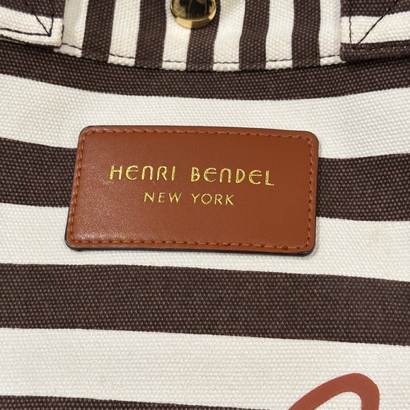 Henri Bendel Bag Large Canvas Striped Logo Tote Bag - Picture 11 of 17
